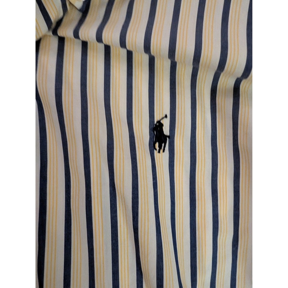 Vintage Ralph Lauren Yarmouth Shirt Men's Yellow Blue Striped Cotton Logo- XS - Picture 6 of 6